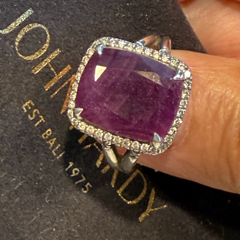 John Hardy Purple Indian Ruby and Silver Ring